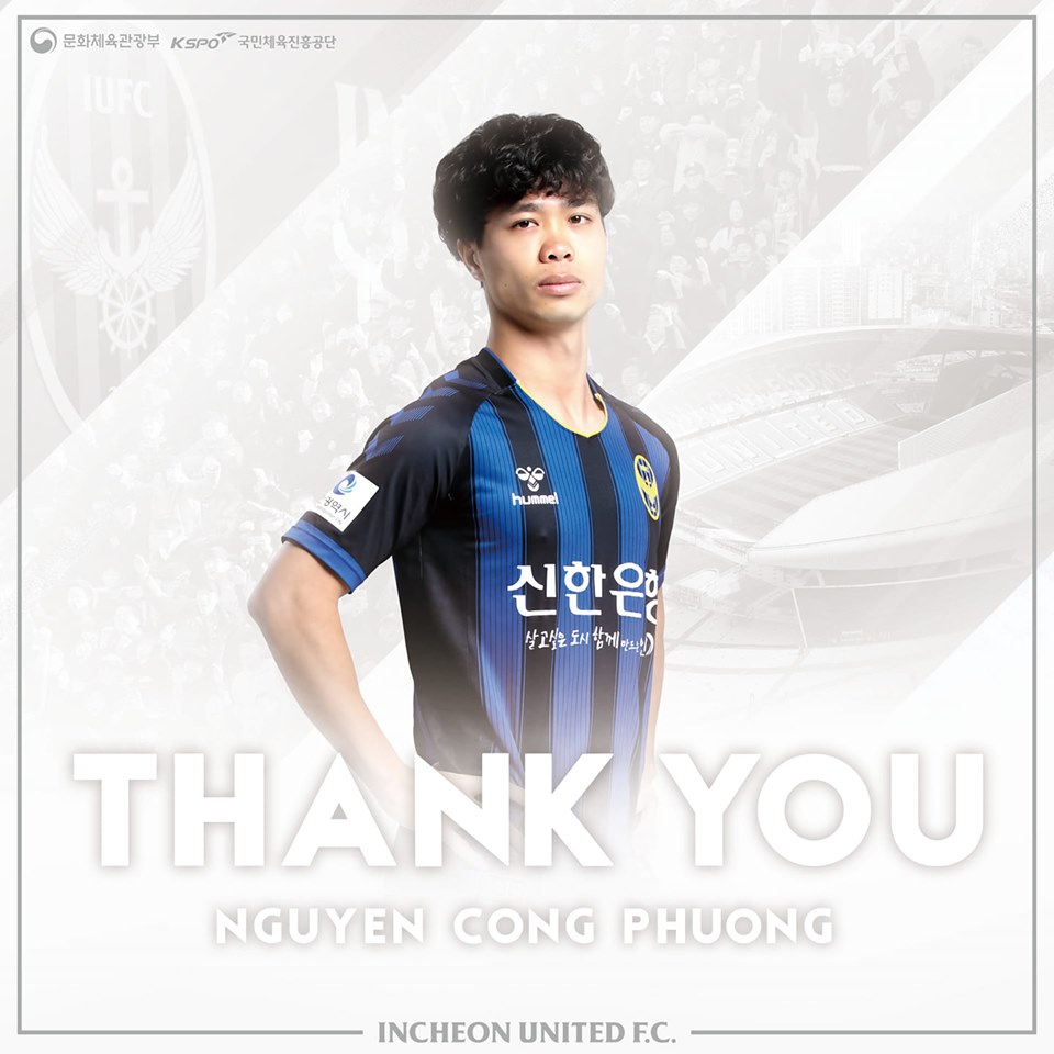 Trang chủ Incheon đăng tải bức hình "cảm ơn Công Phượng". 